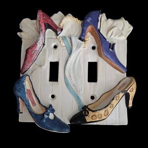 Vintage High Heel Shoes Double Light Switch Cover Resin Decor